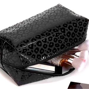 Black Leopard Makeup Bag